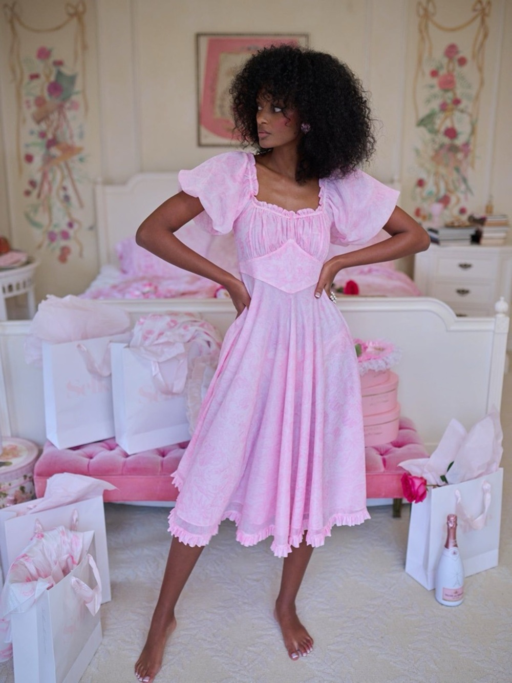 🎀 Selkie Pink Porcelain Midi Nightie Dress 🎀